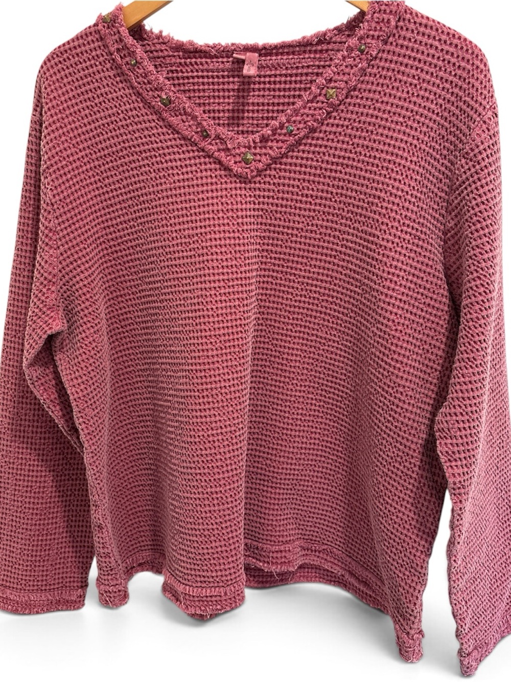 Women's V-Neck Waffle Knit Sweater